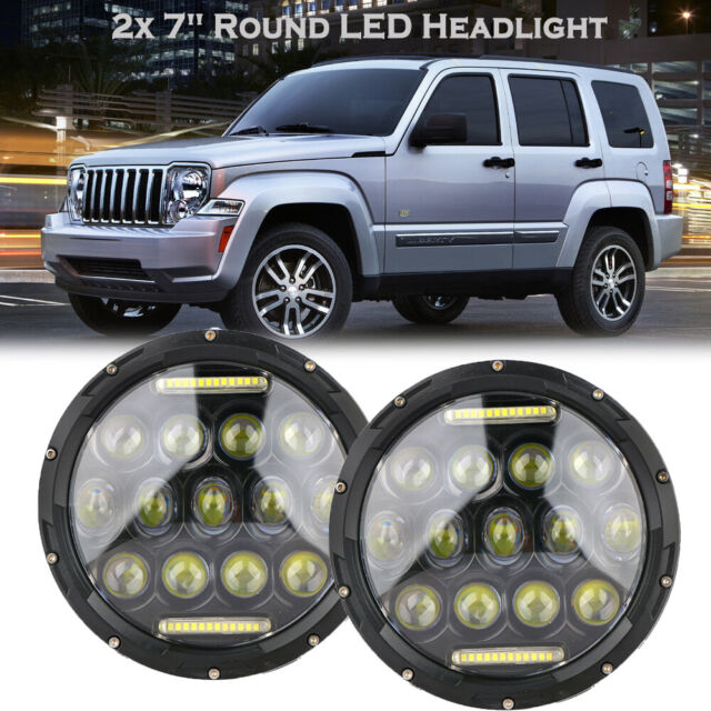 7"  Inch Round LED Headlight Hi/Low Beam Halo Projector For Jeep Patriot ...