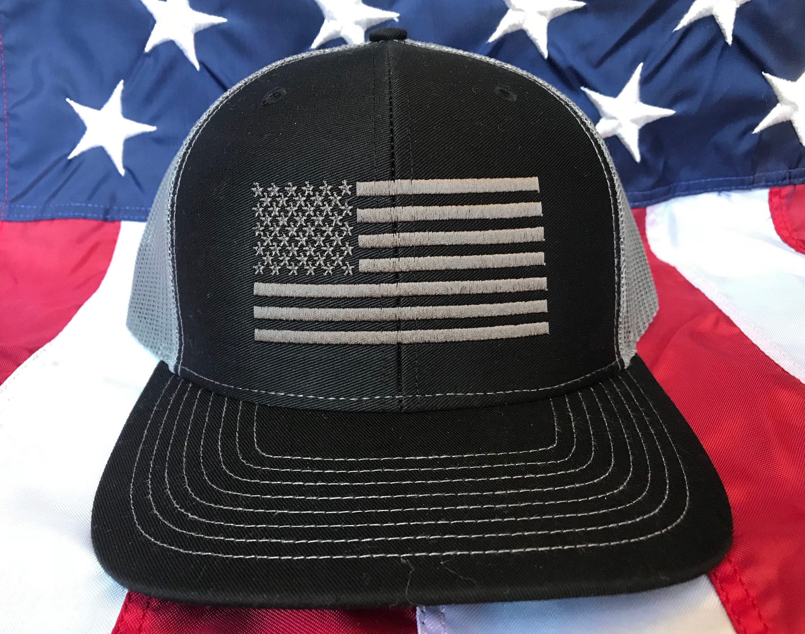 American flag embroidered hat, Charcoal grey American flag hat ...