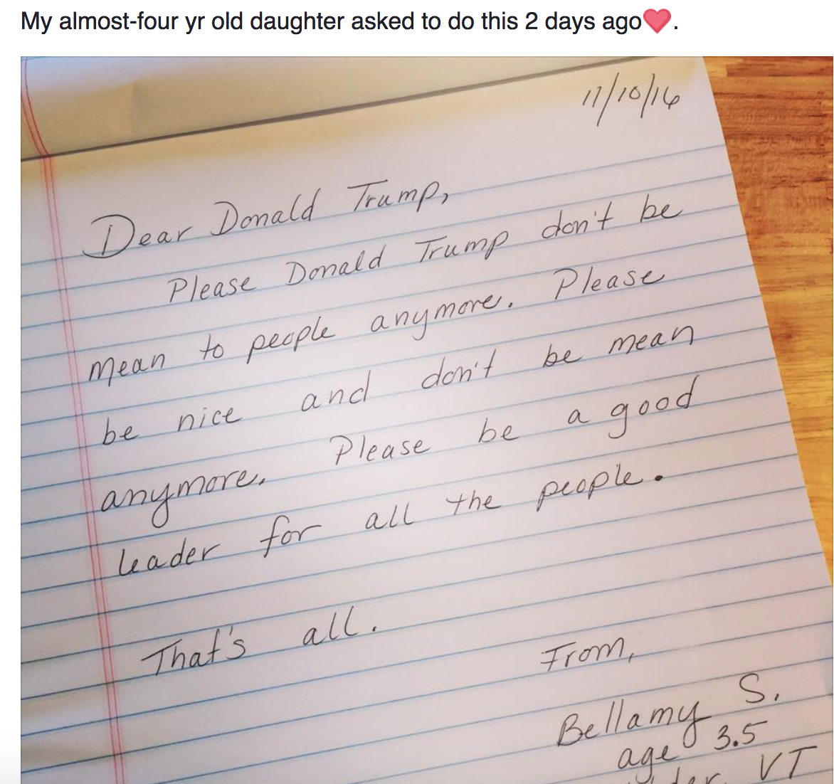 Kids write letters asking President
