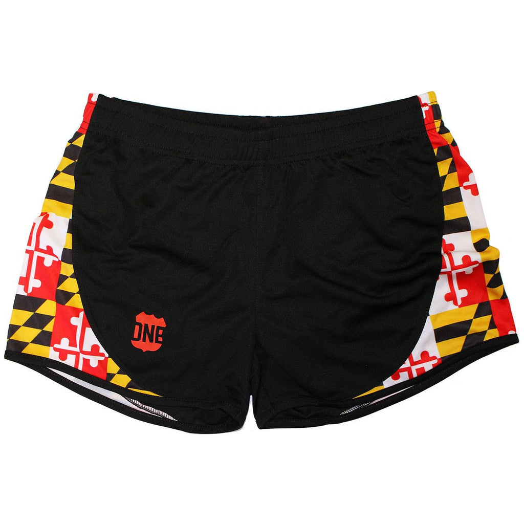 Maryland Flag Sides (Black) / Running Shorts (Ladies)