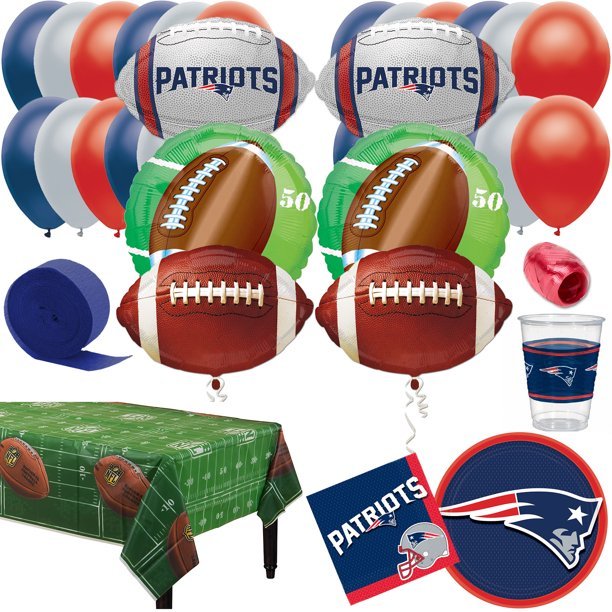 New England Patriots 65pc 8 Guests Party Supplies Pack, Blue Red White ...