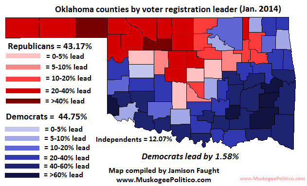 Oklahoma Voter Registration Map, January 2014 ...