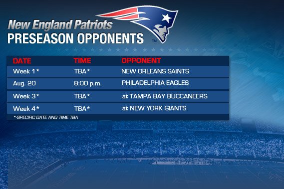 Patriots 2012 Preseason Schedule: How New England Got ...
