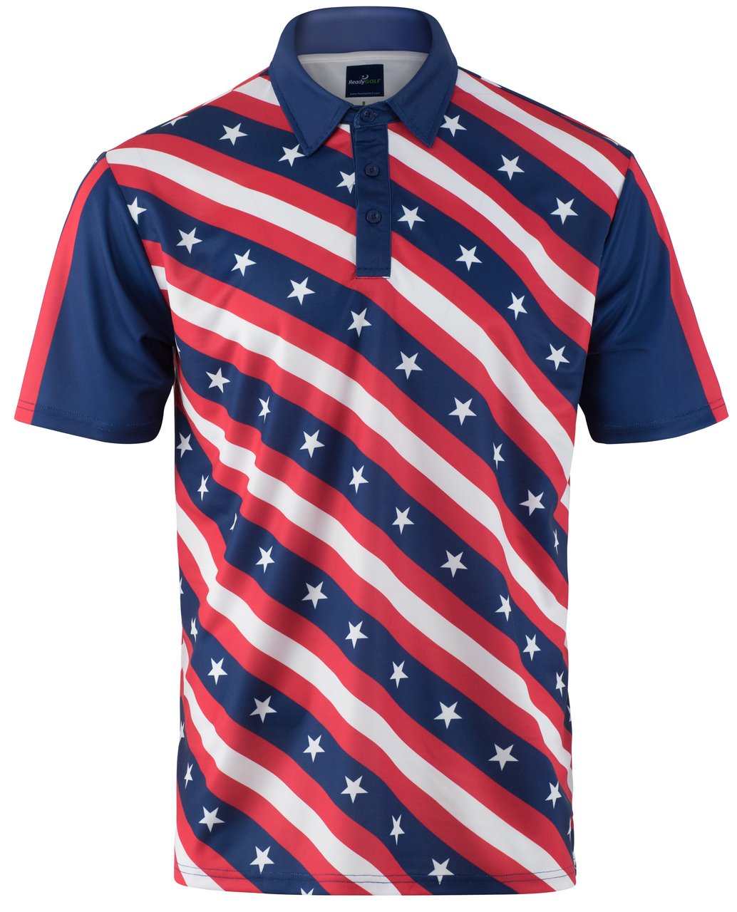 USA Flag Stars and Bars Mens Golf Polo Shirt by ReadyGOLF