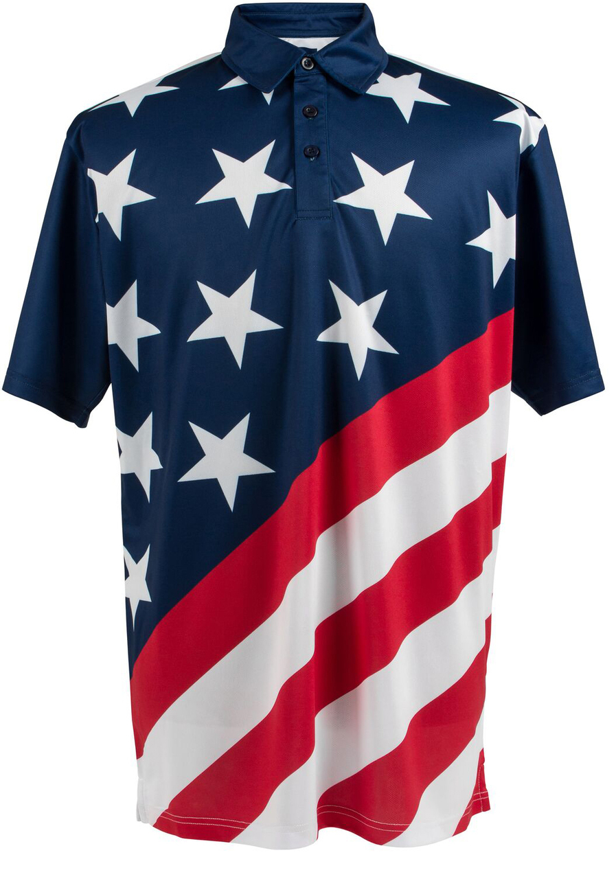 USA Stars &  Stripes Flag Mens Loud Golf Polo Shirt